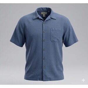 Paradise Collection by Cezani Men's Blue Button Up Silk Camp Shirt. Size XXL